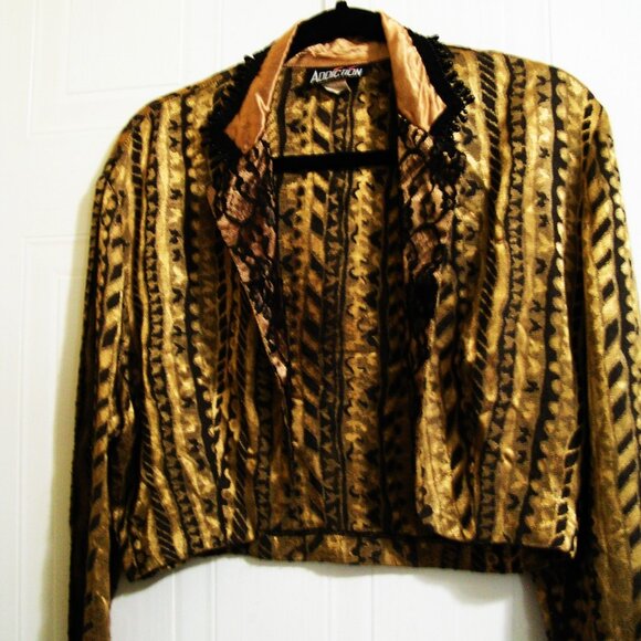GOLD AND BROWN 80'S BOLERO L - Picture 1 of 3